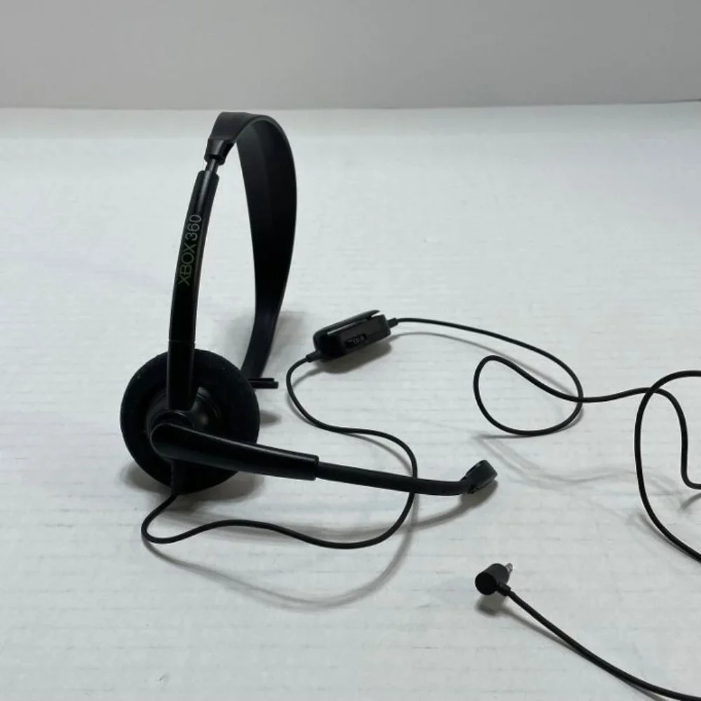 Genuine Microsoft XBOX 360 Wired Chat Headset with Boom Mic - GUC